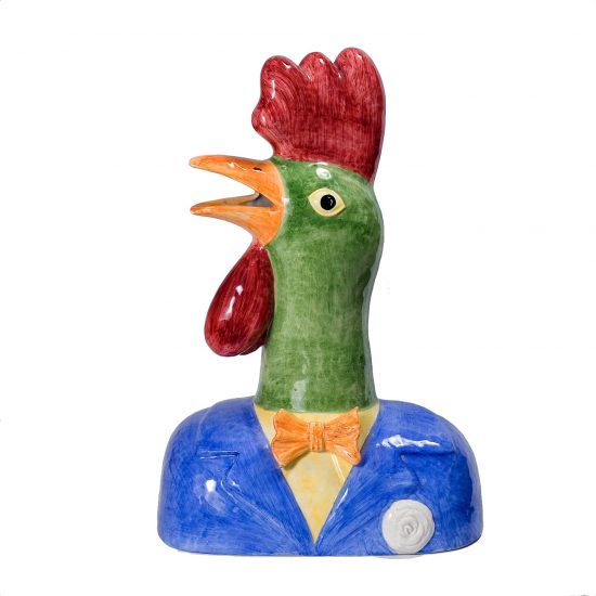 Rooster Head, vintage ceramic centerpiece. 17″