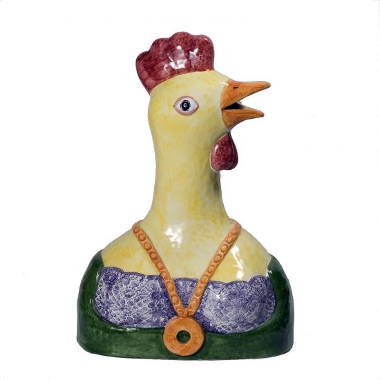 Hen Head, vintage ceramic centerpiece. 17″