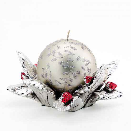 Silver Leaves Candleholder