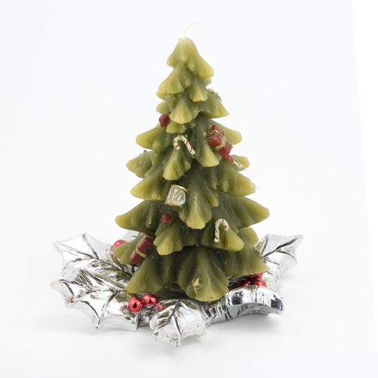 Silver Candleholder with Christmas Tree